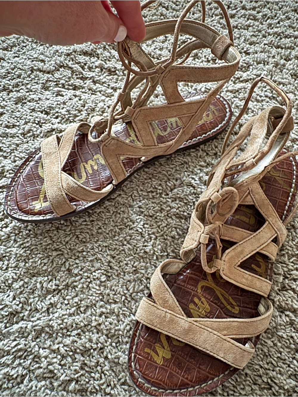 Sam Edelman Tan Lace-Up Strappy Gladiator Sandals